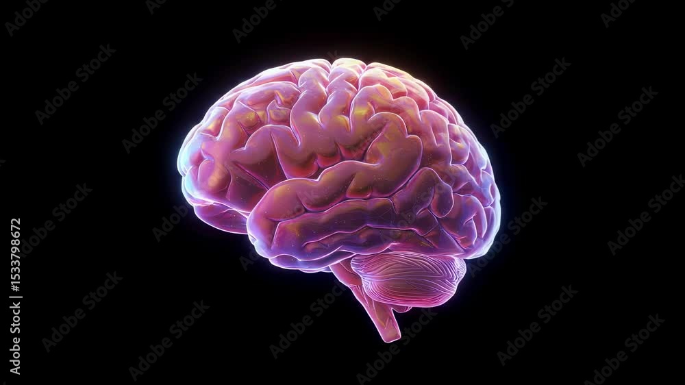 Poster human brain organ. computer graphic visualization of artificial intelligence connection system conce