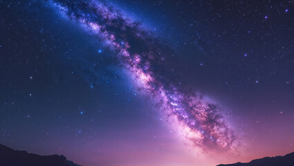 Stunning night sky view showcasing the milky way galaxy and sparkling celestial bodies above land