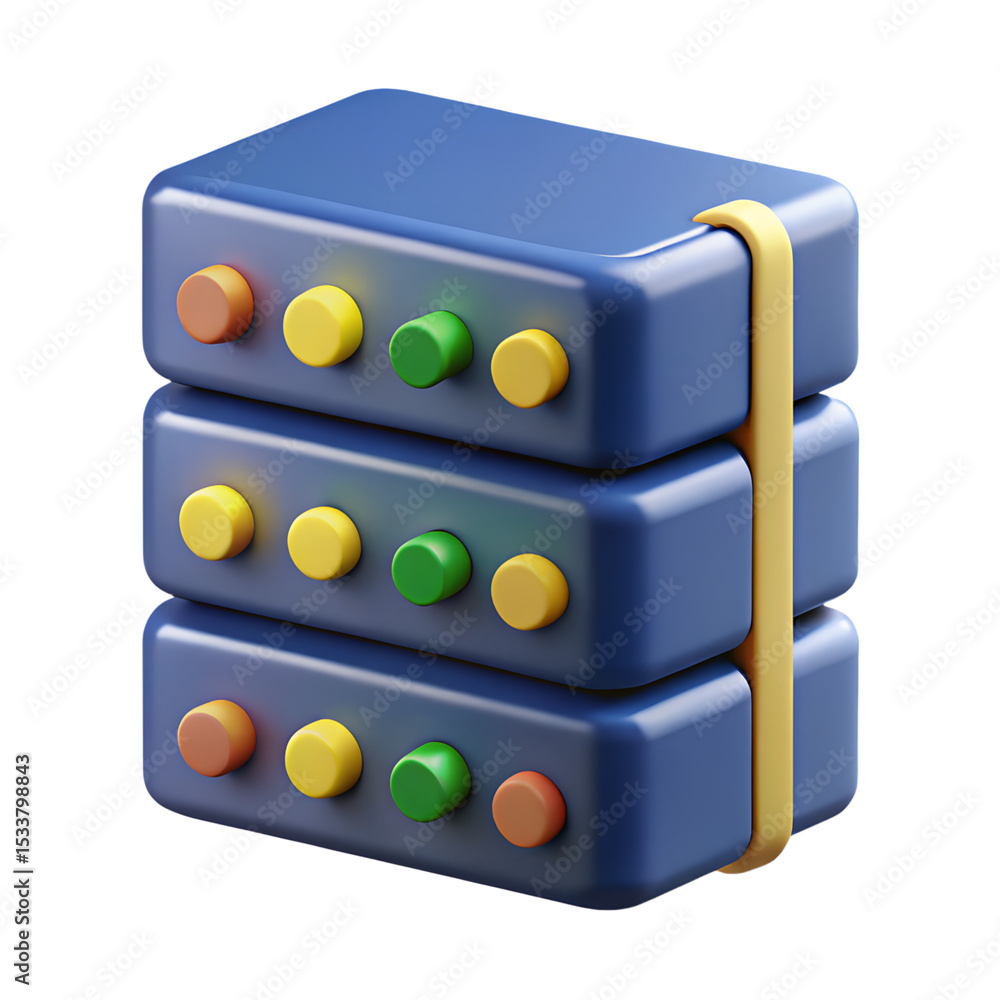 Poster 3d rendering of a modern server rack design perfect for technology infrastructure and data center vi