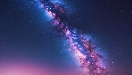 Stunning photograph of the majestic milky way galaxy showing stars and cosmic dust