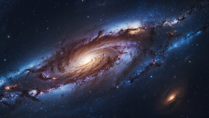 Stunning spiral galaxy displaying swirling arms and millions of stars floating in deep space