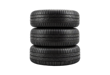 New Tire Stack Isolated on White Isolated on Transparent Background.