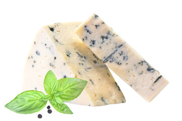 Blue cheese on white background isolated