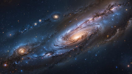Stunning view of a spiral galaxy with numerous stars and cosmic dust displayed in space
