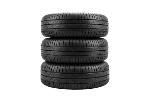 New Tire Stack Isolated on White Isolated on Transparent Background.