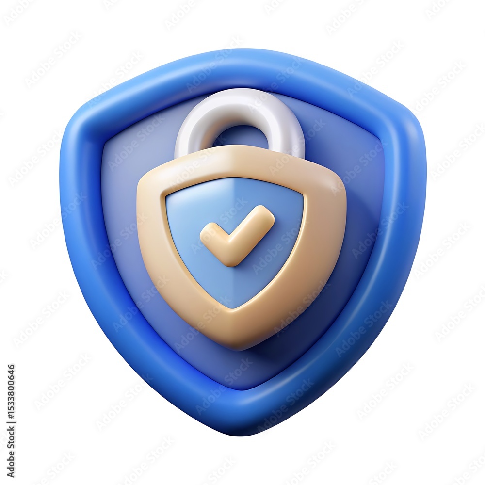Poster secure digital icon depicting data protection and online safety with approved checkmark confirmation