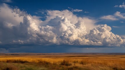 Cumulus clouds over field