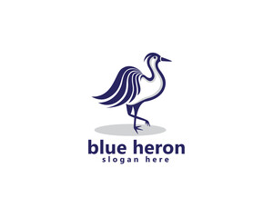 creative stork logo blue stork walking logo design template