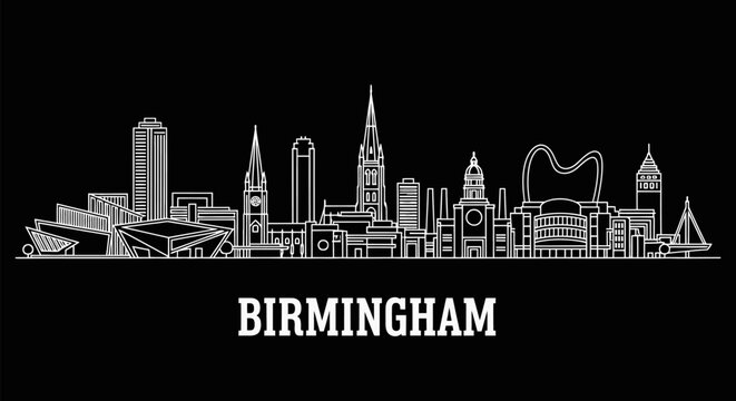 Birmingham Skyline Minimalist England.