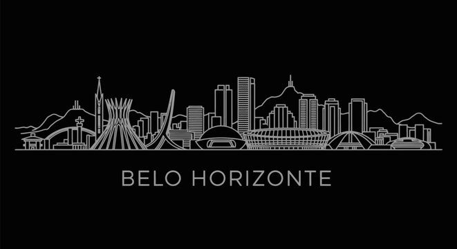 Belo Horizonte Skyline Cityscape Silhouette.