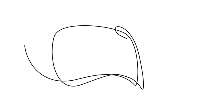 Continuous thin line bubble speech animation. Minimalist chat symbol drawing, one line dialog or message balloon, speak cloud drawing, simple conversation box, think balloon