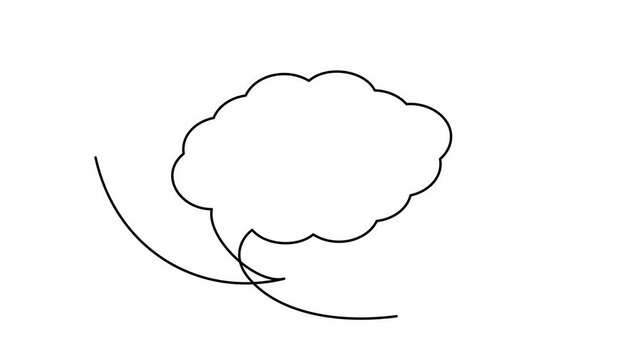 Continuous thin line bubble speech animation. Minimalist chat symbol drawing, one line dialog or message balloon, speak cloud drawing, simple conversation box, think balloon