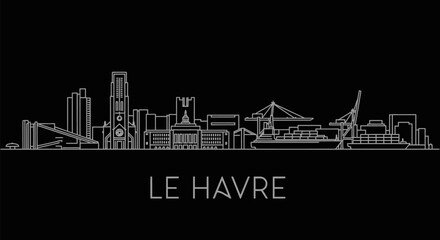 Le Havre Skyline with France, Outline, and Minimalist.