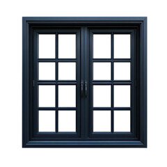 Elegant black window with decorative design. transparent background