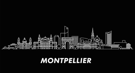 Fototapeta premium Montpellier France Skyline with White Silhouette.