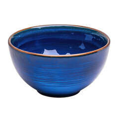 Elegant blue ceramic bowl for various uses. transparent background
