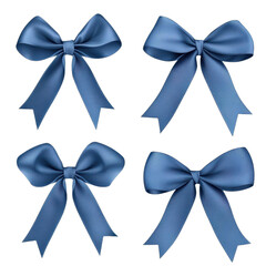 Elegant blue ribbon bows for decorations. transparent background