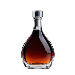 Elegant decanter with rich brown liquid. transparent background