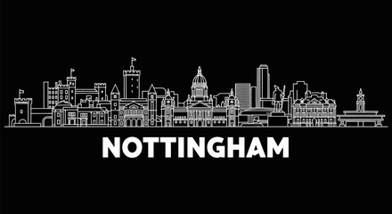 Fototapeta premium Nottingham Skyline Outline with UK, Cityscape, and Minimal.