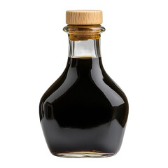 Elegant glass bottle with dark liquid. transparent background