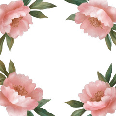 Elegant pink flower frame on a dark background. transparent background