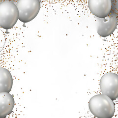 Elegant silver balloons for festive celebrations. transparent background