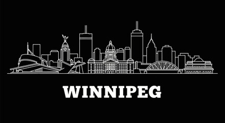 Fototapeta premium Winnipeg Skyline Lineart with Cityscape, and Manitoba.