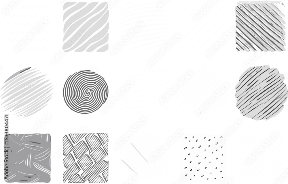 Poster abstract design elements set with hand drawn textures and graphic patterns for visual projects