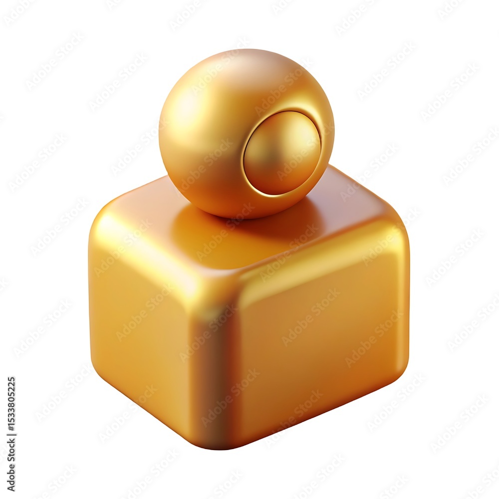 Poster shiny golden sphere and square symbolizing abstract concepts of value and premium quality