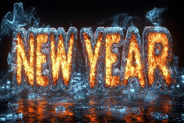 An Exciting and Vibrant New Year Celebration Concept Featuring Bright and Colorful Fireworks Text