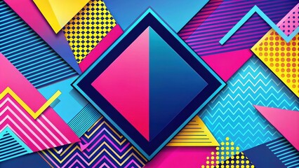 Obraz premium Vibrant Abstract Geometric Composition with Bold Colors and Dynamic Shapes