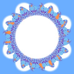 round frame with flowers