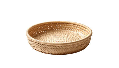 Handwoven Round Basket isolated on solid white background Png