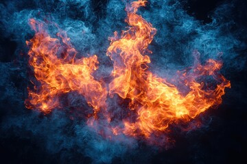 Vibrant Flames and Smoke Set Against a Dark Background for Maximum Contrast and Impact