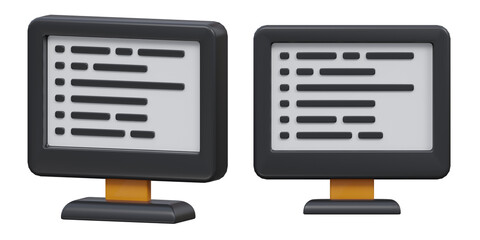 Fototapeta premium 3d computer monitor with code icon for programming