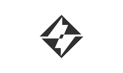 Abstract Bolt Logo in Diamond Shape – Modern Lightning Bolt Symbol Encased in a Diamond for Technology and Energy Branding