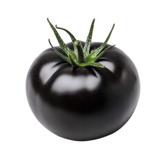 Fresh glossy black tomato on a white background. transparent background