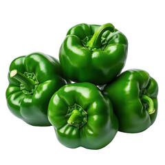 Fresh green bell peppers stacked neatly. transparent background