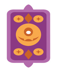 Cute Halloween Monster Icon in Purple and Orange