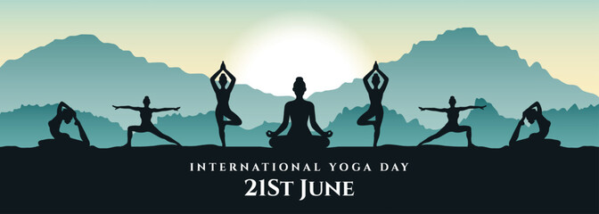 Vector Landscape International Yoga Day Event Celebration Banner Design