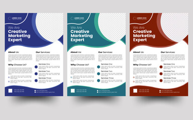 
a bundle of 5 templates of a5 flyer, Flyer template layout design. Corporate creative colorful business flyer template.	