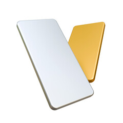 One silver bar and one golden bar on a isolated background. Silver and gold ingots isolated on a background. 3d illustration.