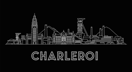 Fototapeta premium Charleroi Skyline with Belgium, Cityscape, and Outline.