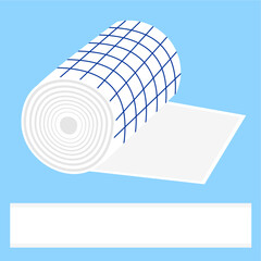 Roll of transparent medical tape,
white adhesive for wound covering,
used in dressing and first aid,
flat design, medical equipment.
