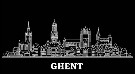 Fototapeta premium Ghent Skyline Belgium City Line art.