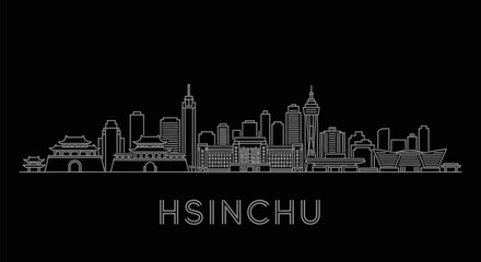 Fototapeta premium Hsinchu Skyline Cityscape Illustration Taiwan.