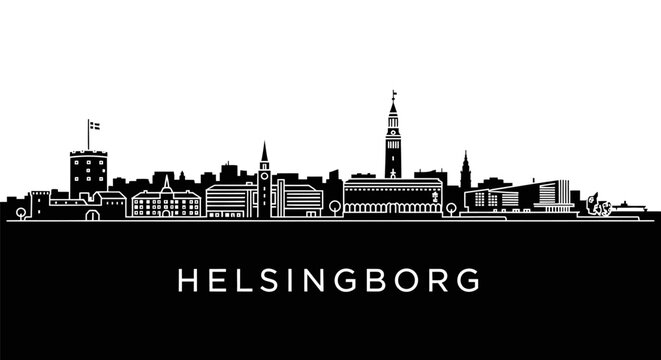 Helsingborg with Sweden Cityscape Skyline.