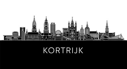 Obraz premium Kortrijk Skyline Belgium City Silhouette.