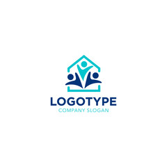 House logo with happy people. Original modern logo in vector.