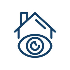 Smart home icon, line style symbol of connected house system, wireless automation and remote control, heating, security, convenience and energy saving flat vector illustration.